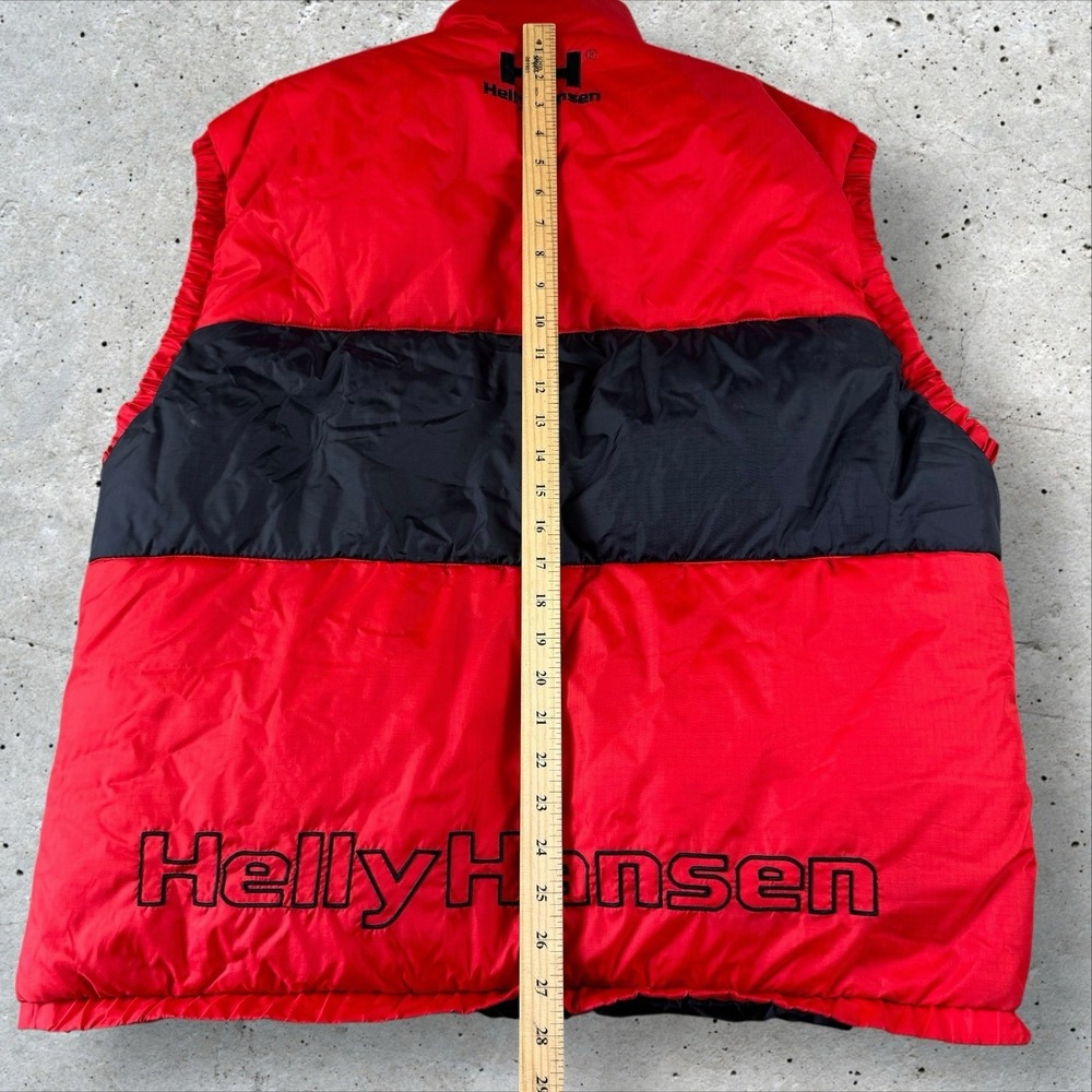 Vintage Helly Hansen Logo Down‎ Puffer Vest Men's Large Red Spellout Ski - Picture 6 of 8